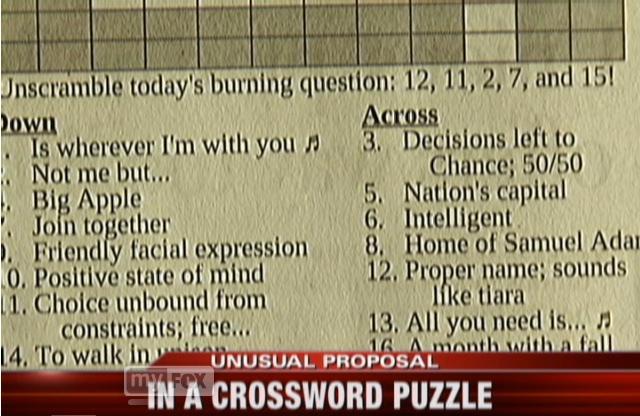 wedding crossword puzzle
